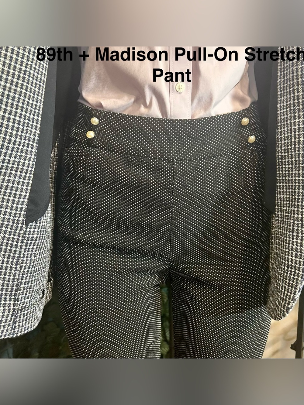 89th & Madison Black Polka Dot Skirt with Lilac Lining